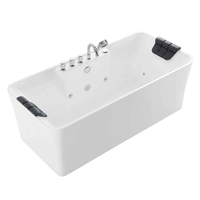 Empava 67" Freestanding Rectangular Whirlpool Bathtub with Hydro-Massage Jets – EMPV-67AIS16