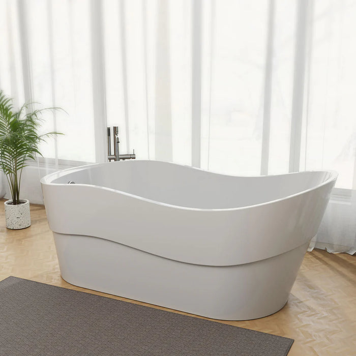 Empava 67" Freestanding Acrylic Soaking Bathtub with Center Drain – EMPV‑67FT1527