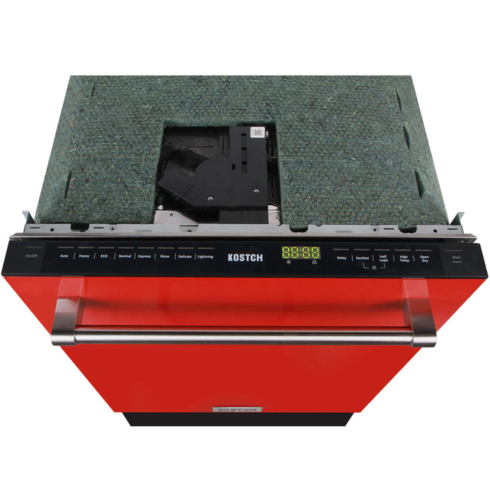 Kostch KOS-24DWH06H-R 24" Top Control Built-In Dishwasher with Third Rack – Red Stainless Steel, 47 dBA, ENERGY STAR®