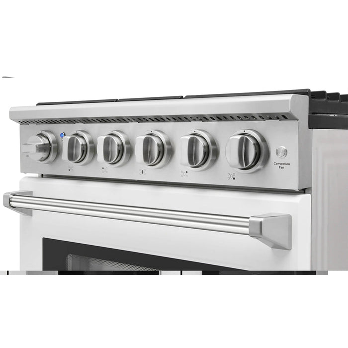 Kostch KOS-36RG03MLP-W 36" Freestanding LP Gas Range with 6 Burners, Convection Oven – White