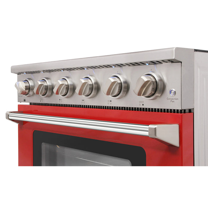 Kostch KOS-36RE06H-R 36" Freestanding Electric Range with Smooth Cooktop, Convection Oven – Red