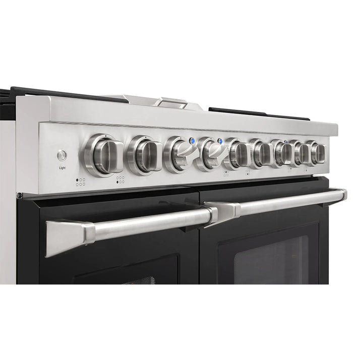 Kostch KOS-48RG03M-B 48" Freestanding Gas Range with 6 Burners, Convection Oven – Black, LP Convertible