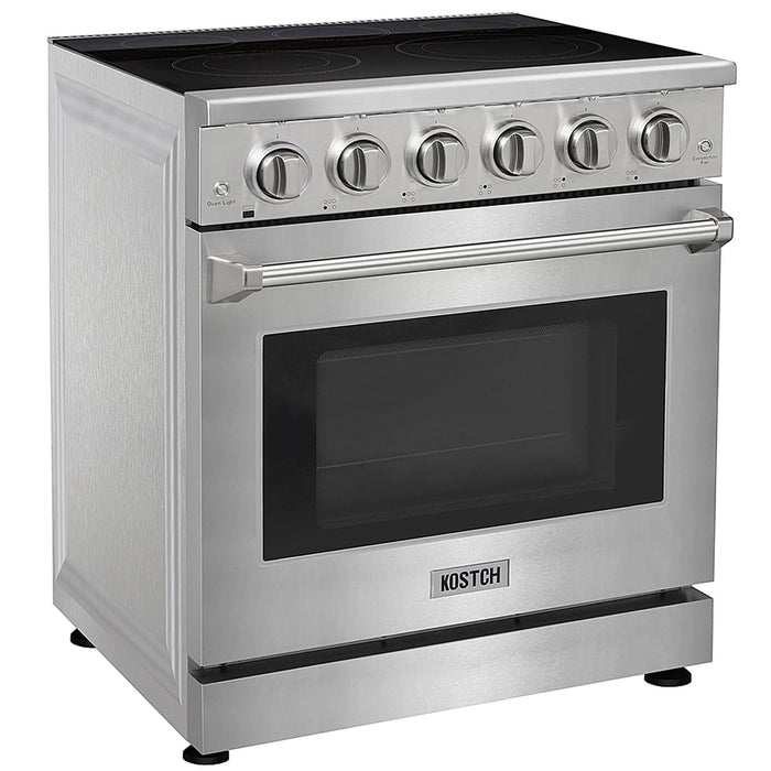Kostch KOS-30RE06H-S 30" Freestanding Electric Range with Smooth Cooktop, Convection Oven – Stainless Steel