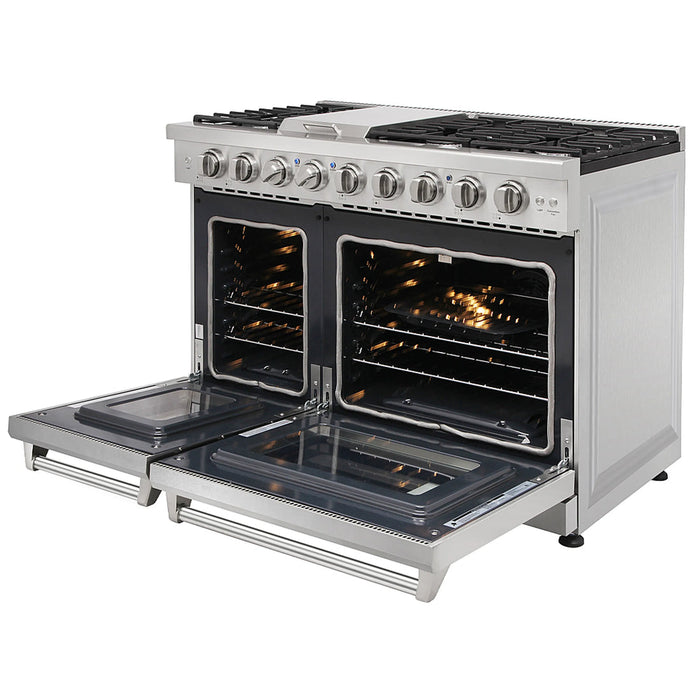 Kostch KOS-48RG03MLP-S 48" Freestanding LP Gas Range with 6 Burners, Convection Oven – Stainless Steel