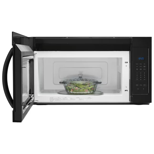 Whirlpool WMH31017HB 1.7 cu. ft. Over-the-Range Microwave in Black – 1,000-Watt Power, 2-Speed 300 CFM Vent System, and Hidden Vent Design