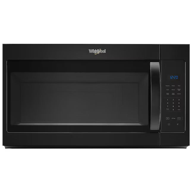 Whirlpool WMH31017HB 1.7 cu. ft. Over-the-Range Microwave in Black – 1,000-Watt Power, 2-Speed 300 CFM Vent System, and Hidden Vent Design