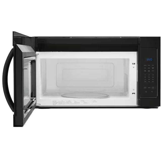 Whirlpool WMH31017HB 1.7 cu. ft. Over-the-Range Microwave in Black – 1,000-Watt Power, 2-Speed 300 CFM Vent System, and Hidden Vent Design