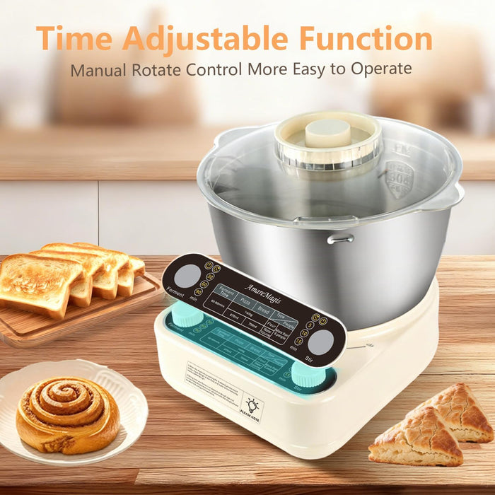 Vero Hardware Electric Dough Maker – 5.34QT Dough Mixer with Ferment Function, Stainless Steel Bowl