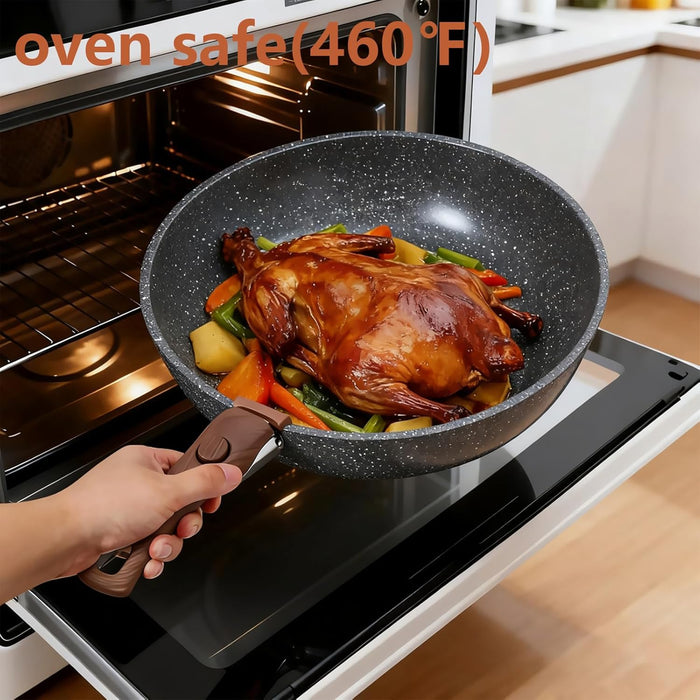 Vero Hardware 15PCS Ceramic Cookware Sets Detachable Handle Pots and Pans Set Non Stick