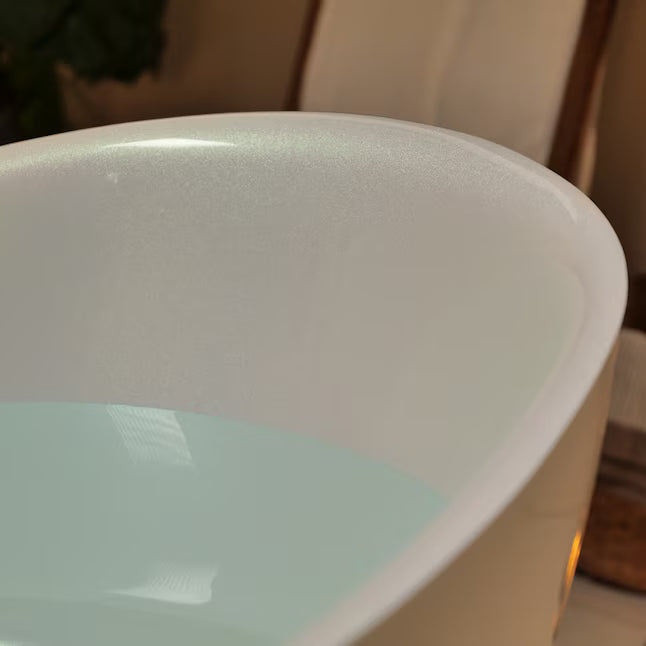 Empava 67" Freestanding Acrylic Oval Soaking Bathtub with Center Drain – EMPV-68DM03