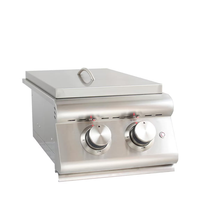 Blaze BLZ-SB2LTE-LP LTE Double Side Burner with Lights, Propane Gas Outdoor Side Burner, 24,000 BTU, Stainless Steel