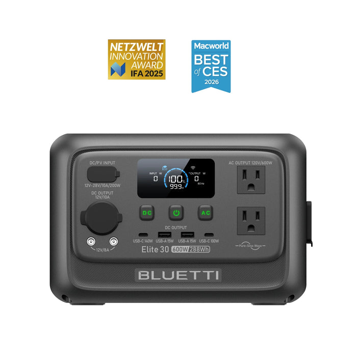 BLUETTI Premium 30 V2 Portable Power Station – 600W 320Wh LiFePO₄ Solar Generator