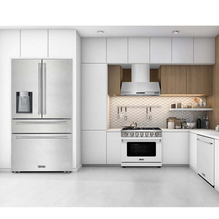 Kostch KOS-36RFD07T-SS 36" Counter-Depth 21.6 cu. ft. 4-Door French Door Refrigerator with Ice & Water Dispenser – Stainless Steel