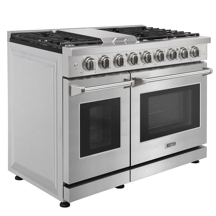 Kostch KOS-48RG03M-S 48" Freestanding Gas Range with 6 Burners, Convection Oven – Stainless Steel, LP Convertible