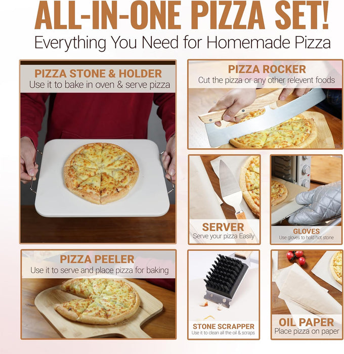 Vero Hardware 8 PCS Pizza Stone Set