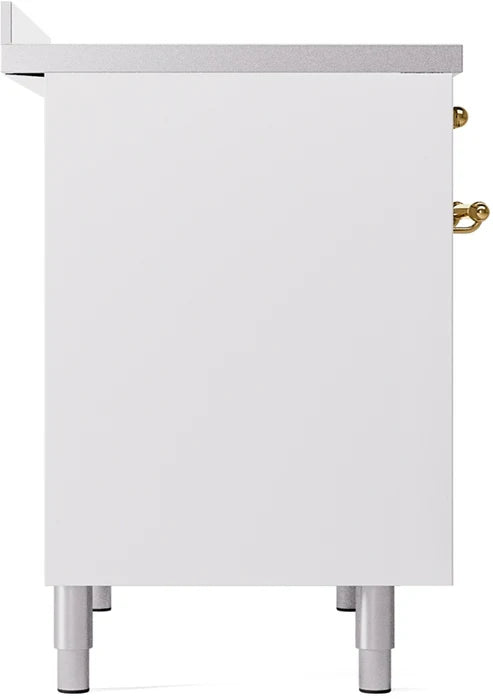 Ilve UPDI406NMPWHG 40 in Nostalgie II Induction Range, 6 Elements, Double Oven, White, Brass