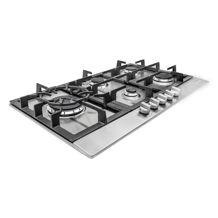 Cosmo 30-Inch Gas Cooktop with 5 Sealed Brass Burners in Stainless Steel