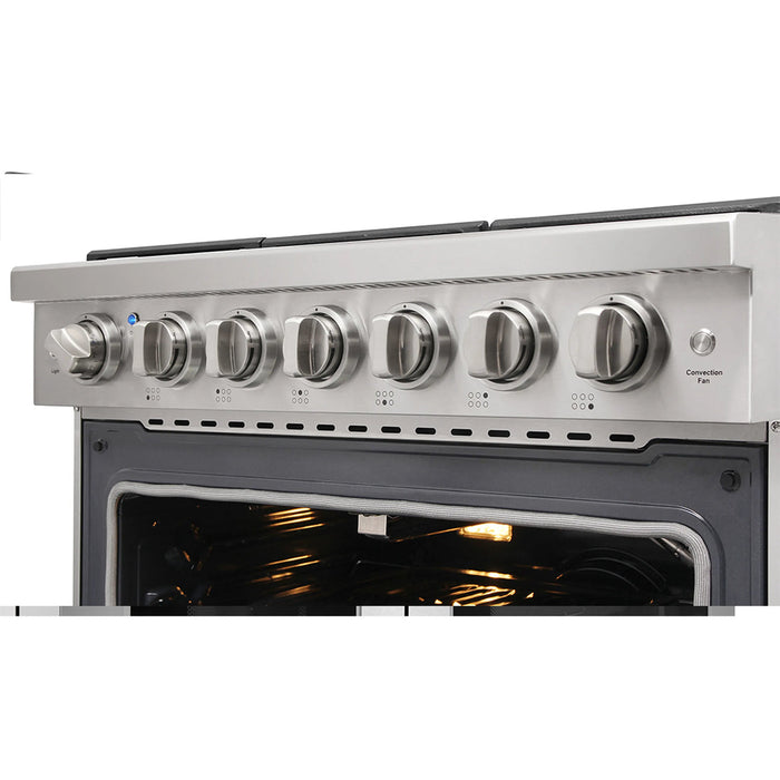 Kostch KOS-36RG03M-B 36" Freestanding Gas Range with 6 Burners, Convection Oven – Black, LP Convertible