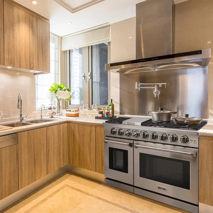 Kostch KOS-48RG03MLP-S 48" Freestanding LP Gas Range with 6 Burners, Convection Oven – Stainless Steel