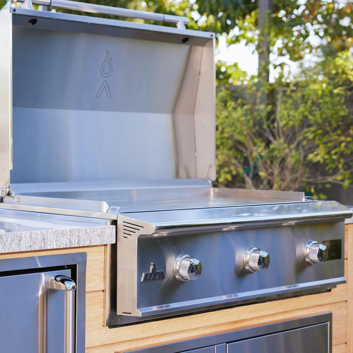 Blaze BLZ‑GRIDDLE40‑NG 40" Built‑In LTE PRO Natural Gas Griddle with Lights, 45,000 BTU, 304 Stainless Steel Outdoor Griddle