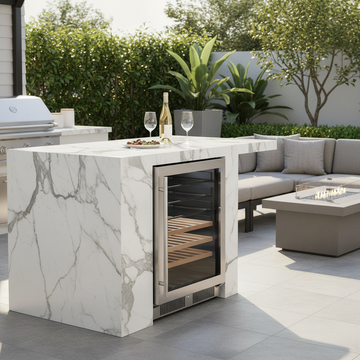 Blaze BLZ‑GDBEV‑5.5 24" Outdoor Glass Door Beverage Cooler, 5.5 cu ft Stainless Steel Outdoor Fridge