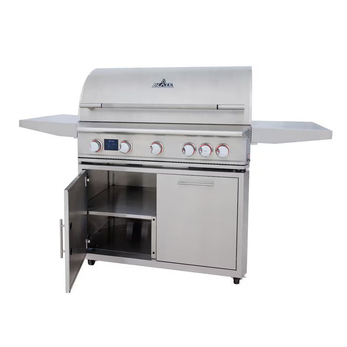 Blaze BLZ‑5LTEPRO‑CART‑LTSC 40" LTE PRO Gas Grill Cart with Soft‑Close Doors, Stainless Steel Outdoor BBQ Accessory