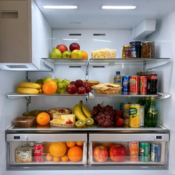 Kostch KOS-36RFD07T-SG 36" Counter-Depth 21.6 cu. ft. 4-Door French Door Refrigerator with Ice & Water Dispenser – Stainless Steel with Bronze Accents