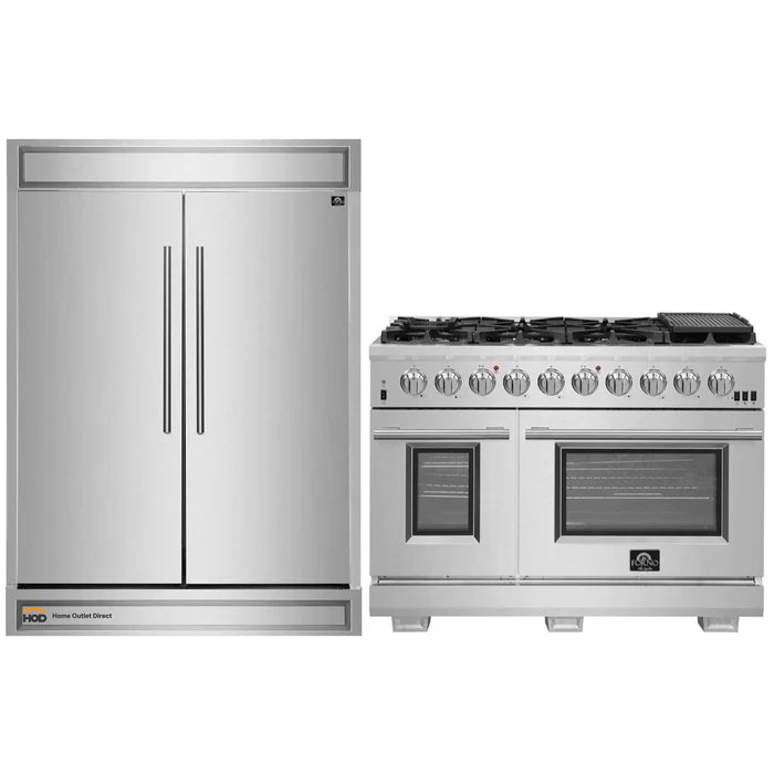 Forno Premium 2-Piece Kitchen Appliance Package – 48″ Gas Range & 60″ Built-In Refrigerator – FBDL-019-06CAUS
