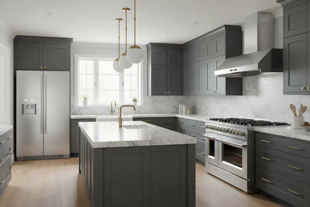 Forno 3-Piece Kitchen Appliance Package – 48″ Gas Range + 60″ Built-In Column Refrigerator + 48″ Wall Mount Range Hood – FBDL-017-04CAUS