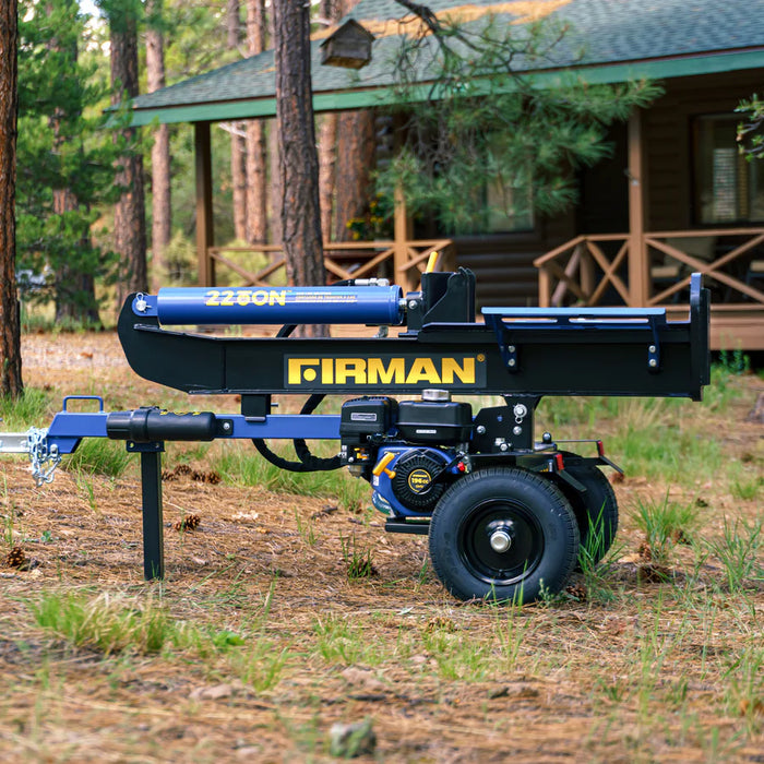 Firman Power Equipment GS2201 22‑Ton Portable Log Splitter – Vertical & Horizontal Operation, 196cc Engine, Auto‑Return Valve, Low‑Oil Shut‑off