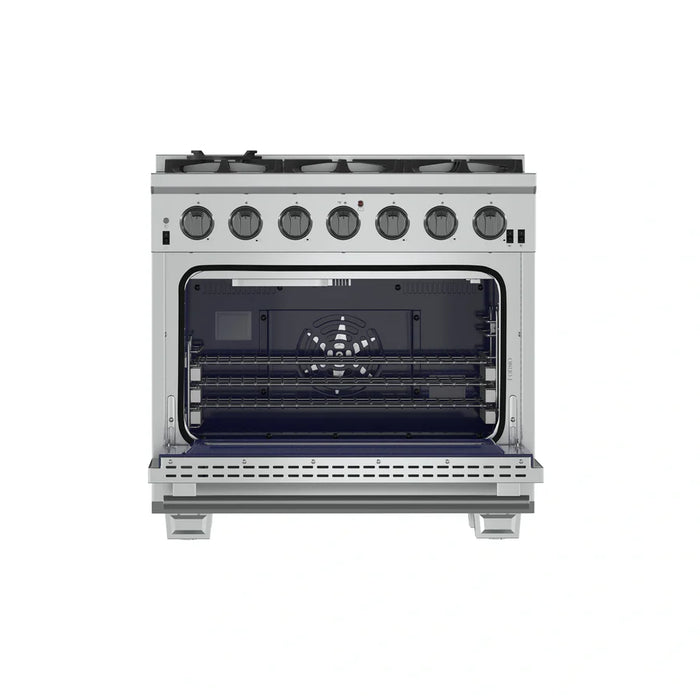 Forno Capriasca FFSGS6260-36 36" Freestanding Gas Range – 6 Brass Burners, 120,000 BTU Cooktop, 5.36 cu ft Convection Oven, Stainless Steel