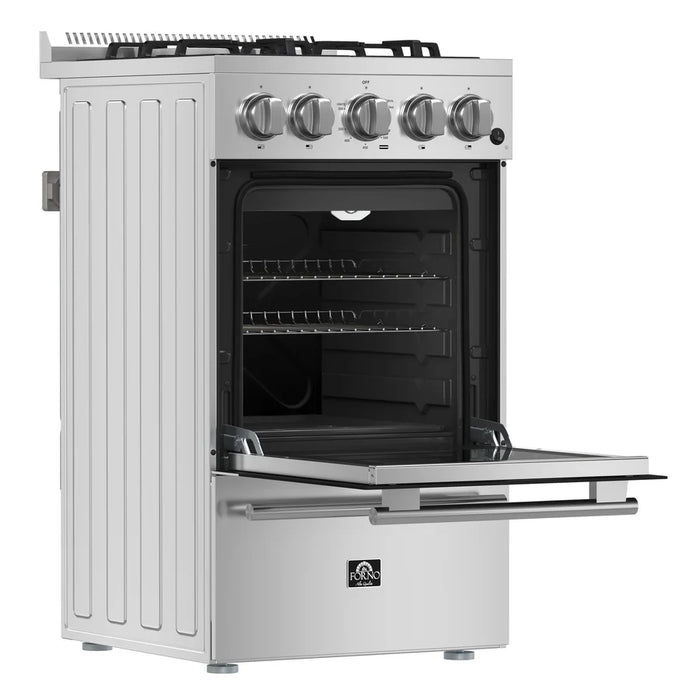 Forno Lamazze FFSGS6265-20 20" Freestanding Gas Range – 2.05 Cu. Ft. Oven, Stainless Steel, Compact Design, Natural Gas
