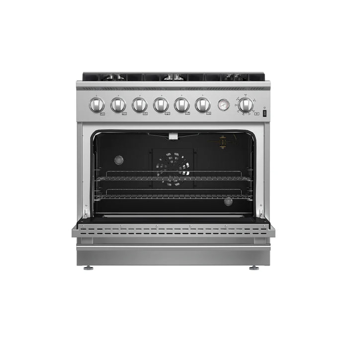 Forno Marco FFSGS6277‑36 36" Freestanding Gas Range – 6 Burners, 67,000 BTU Cooktop, 5.36 cu ft Convection Oven, Stainless Steel