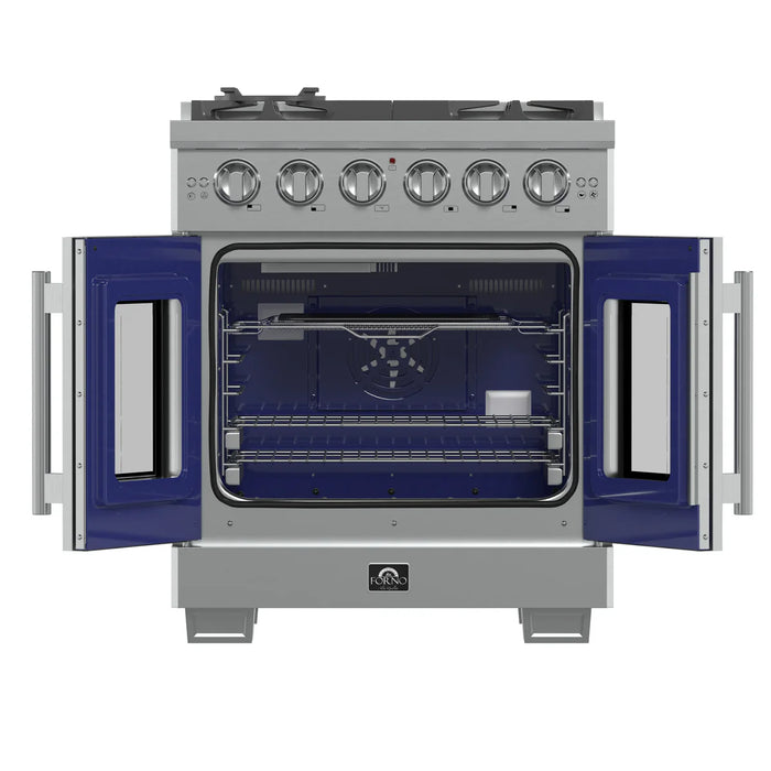 Forno Capriasca FFSGS6460-30 30" Freestanding French Door Gas Range, 4 Burners, Stainless Steel