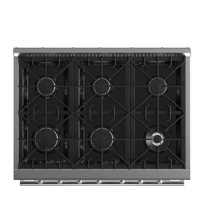 Forno Galiano FFSGS6244‑36 36" Freestanding Gas Range, 6 Sealed Burners, 5.36 cu. ft. Convection Oven, Stainless Steel