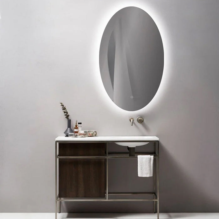 Diffusion LED Touch Oval Vanity Mirror – Wall Mount – 24"W x 40"H – Glass