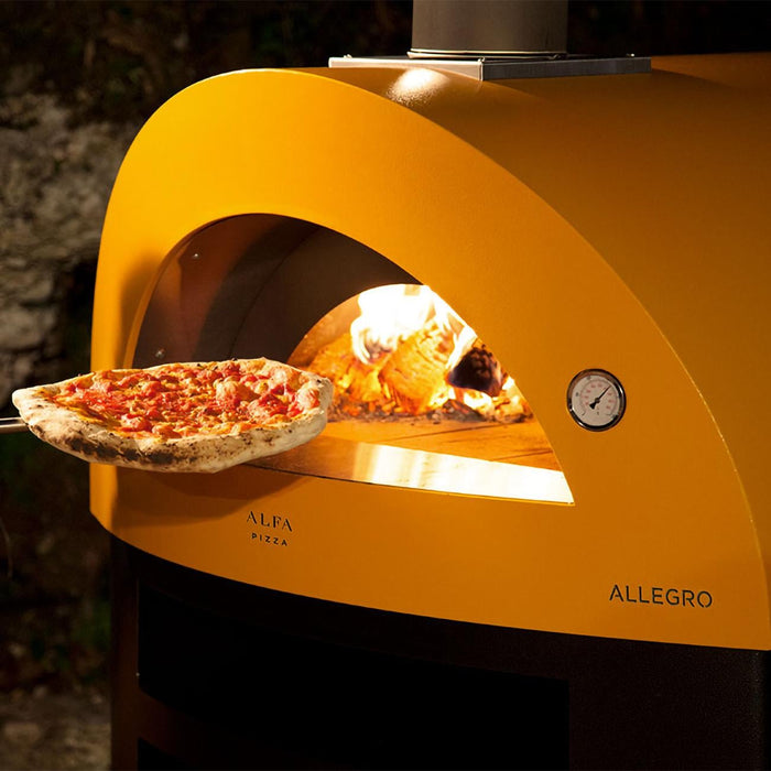 Alfa Allegro 39″ Wood-Fired Outdoor Pizza Oven FXALLE-LGIA-T – Fire Yellow, 5-Pizza Capacity, Countertop, 1,000 °F Max Temp