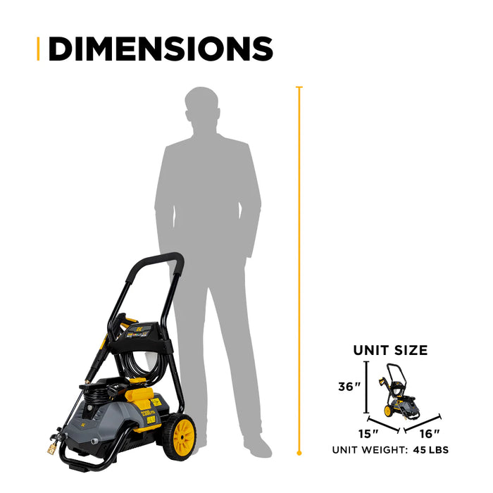 BE Power Equipment P2314EN 2,300 PSI 1.7 GPM Electric Pressure Washer – 1.6 HP Powerease Motor, Convertible Cart/Wall/Hand‑Carry Frame