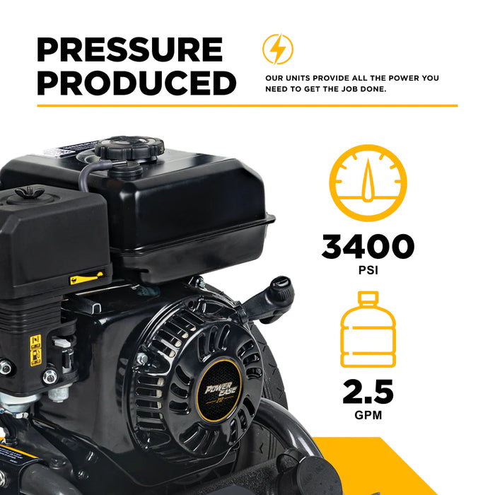 BE Power Equipment B3475PX 3,400 PSI 2.5 GPM Gas Pressure Washer – 223cc Powerease OHV Cold Water Machine