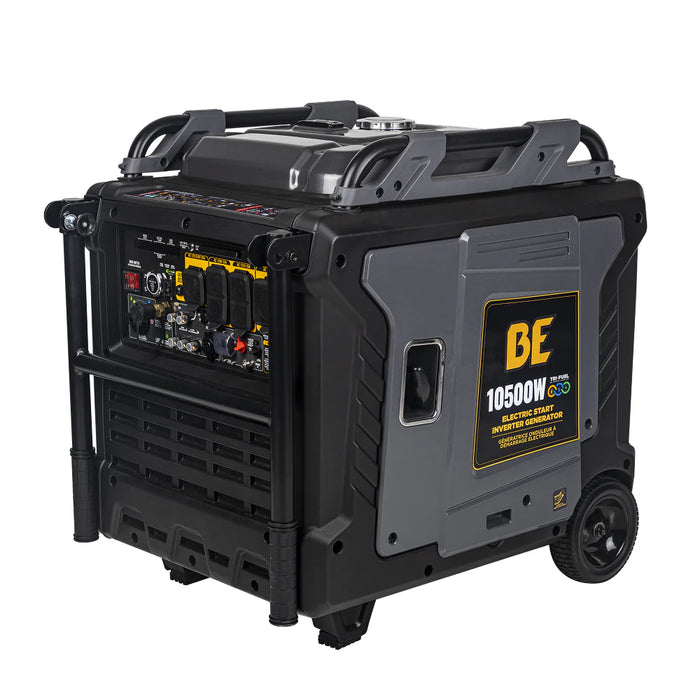 BE Power Equipment BE10500IT 10,500W Peak / 8,500W Running Tri‑Fuel Digital Inverter Generator – 458cc PowerEase OHV