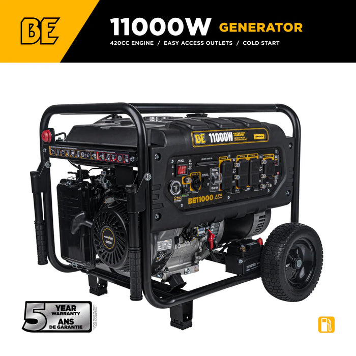 BE Power Equipment BE11000 11,000W Peak / 7,200W Running Portable Generator – 420cc Powerease OHV, Electric & Recoil Start
