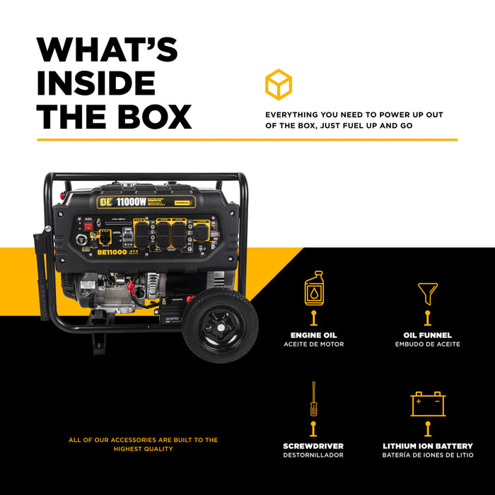 BE Power Equipment BE11000 11,000W Peak / 7,200W Running Portable Generator – 420cc Powerease OHV, Electric & Recoil Start
