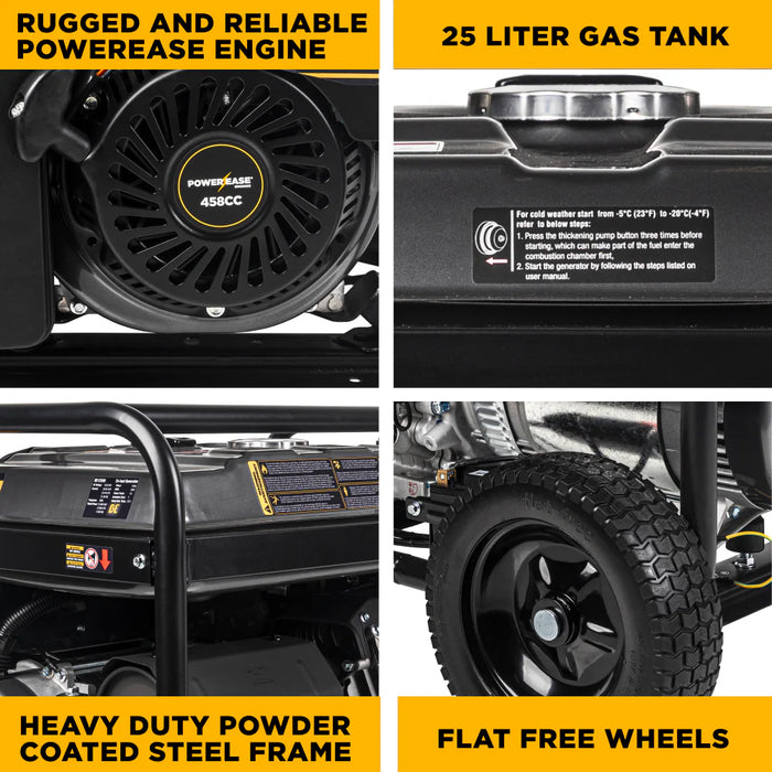 BE Power Equipment BE12500T 12,500W Peak / 9,000W Running Tri‑Fuel Portable Generator – 458cc Powerease OHV Engine