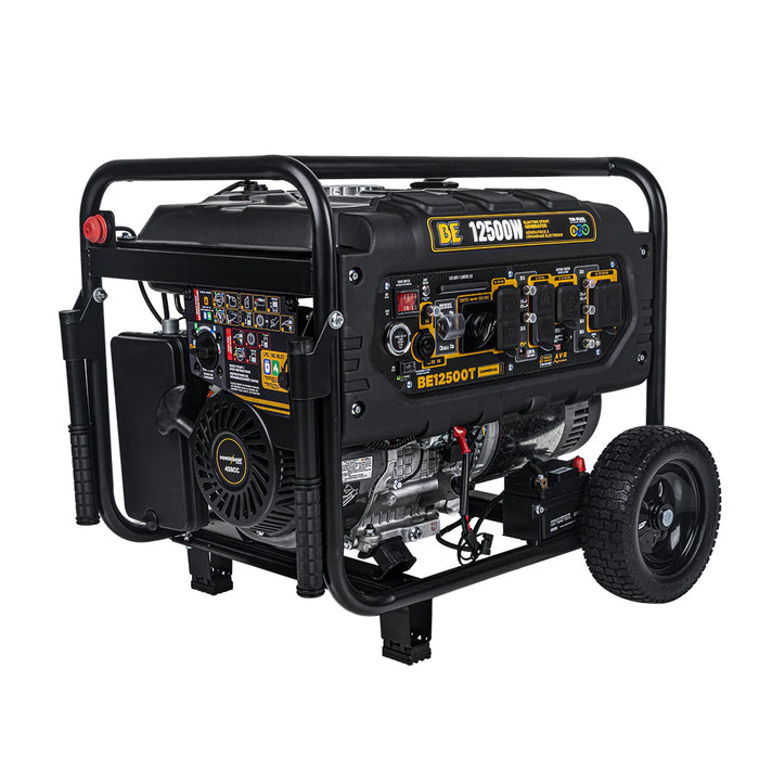 BE Power Equipment BE12500T 12,500W Peak / 9,000W Running Tri‑Fuel Portable Generator – 458cc Powerease OHV Engine