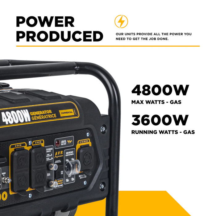 BE Power Equipment BE4800 4,800W Peak / 3,800W Running Portable Generator – 223cc Powerease OHV Gas, 120/240V Dual Voltage
