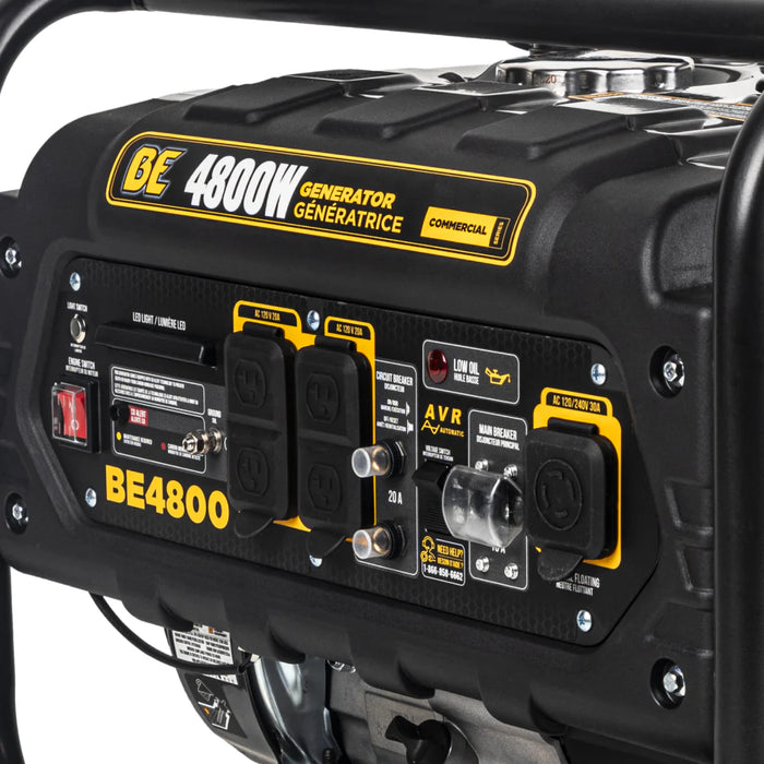 BE Power Equipment BE4800 4,800W Peak / 3,800W Running Portable Generator – 223cc Powerease OHV Gas, 120/240V Dual Voltage