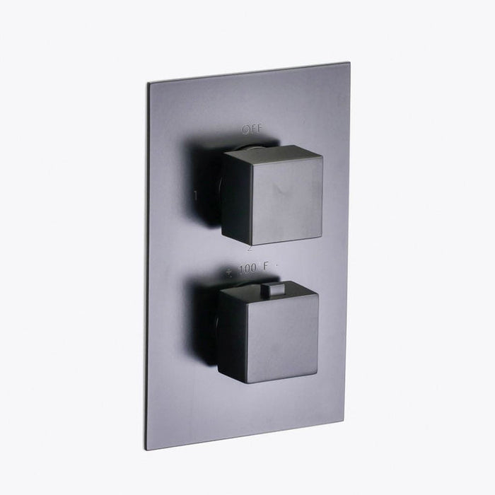 Bathonomy Devon 2‑3 Way Flush Mount Shower Set with Hand Shower Column – 12″ Brass, Matt Black