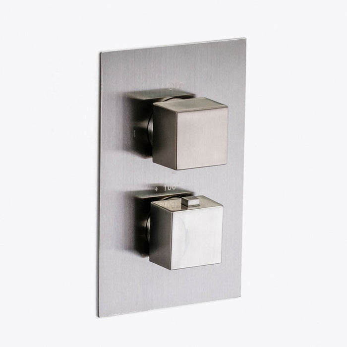 Bathonomy Devon 2‑3 Way Flush‑Mount Shower Set with Hand Shower Column – 12″ Brass, Brushed Nickel