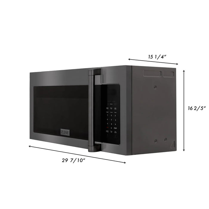 ZLINE MWO-OTRCFH-30-BS 30 in. Over-the-Range Microwave, 1.5 Cu. Ft., Black Stainless Steel