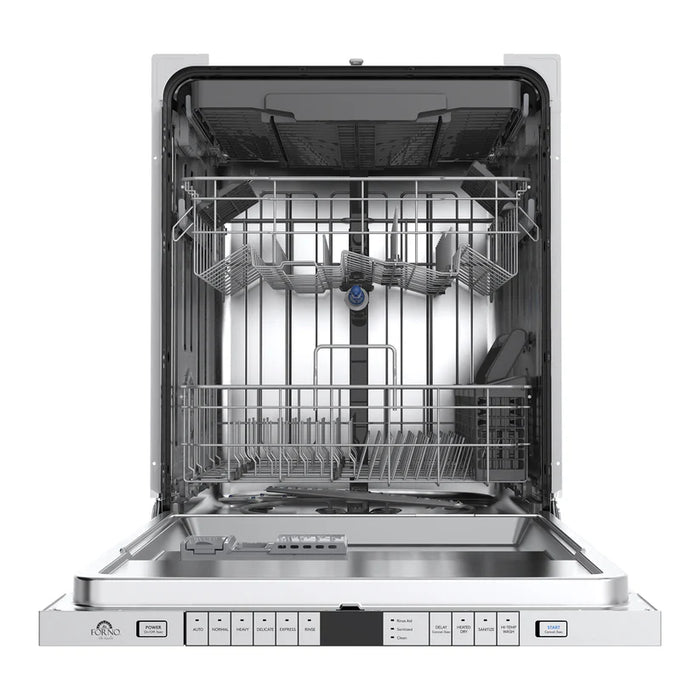 Forno Rivestito FDWBI8011-24 24" Built-In Stainless Steel Dishwasher – 14 Place Settings, Front Controls, 6 Wash Cycles, 120V